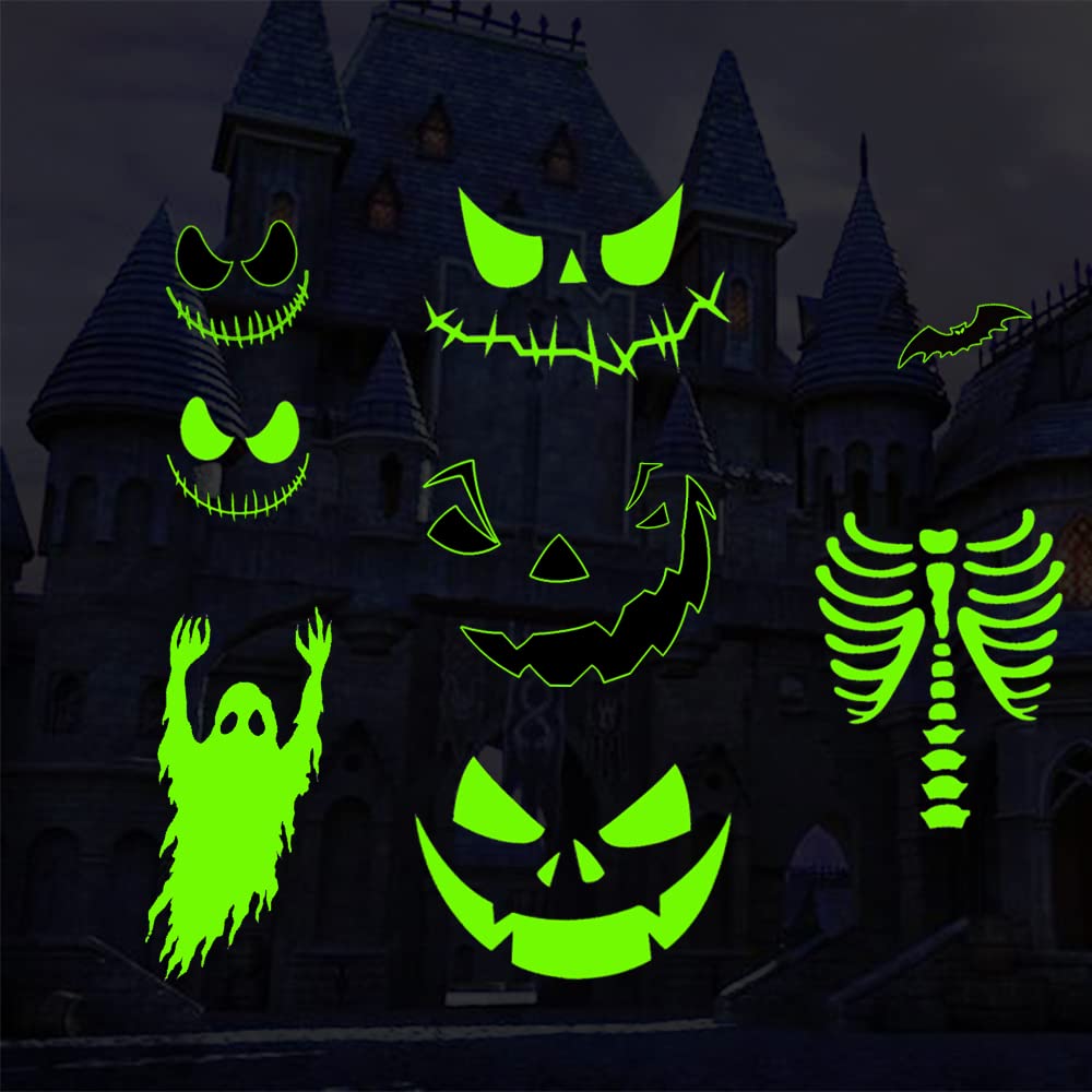 Halloween Heat Transfer Vinyl HTV Stickers Skull Skeleton Ghost Treat or Trick Clown Glow in Dark Iron on Vinyl Patches for Fall Halloween DIY Craft Fabric Clothes Hats Bags Pillows Decoration