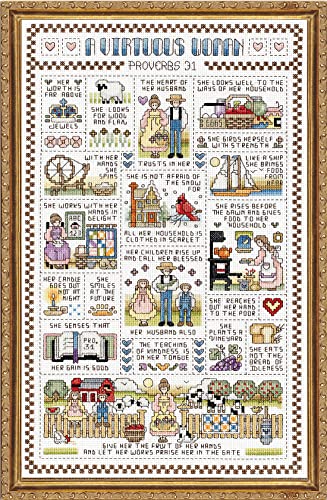 Janlynn 50224 Counted Cross Stitch Kit 9.25"X15.25", A Virtuous Woman (14 Count)