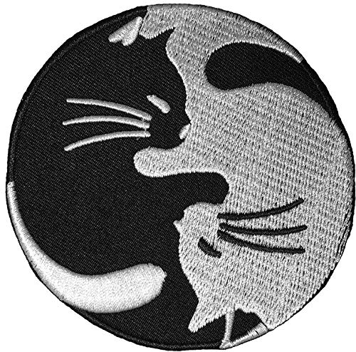 Papapatch Cat Yin Yang Kung Fu Chinese Tao Balance Sign Symbol Logo T-shirt Costume DIY Applique Embroidered Sew Iron on Patch (IRON-CAT-YIN-YANG)