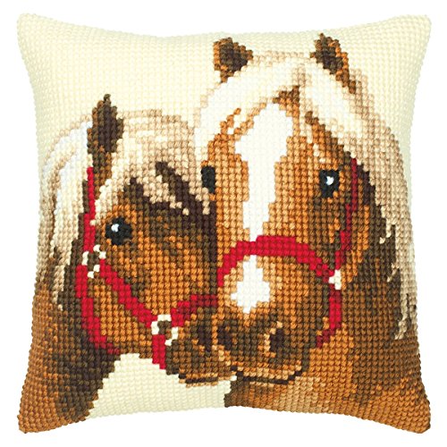 Vervaco Horses Cross Stitch Cushion, Multi-Colour