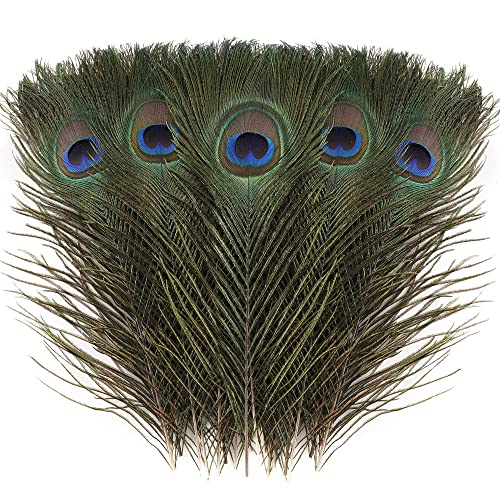 Larryhot Natural Peacock Feathers Bulk - 40pcs 10-12 inches Feathers for DIY Crafts, Wedding, Home and Holiday Party Decorations