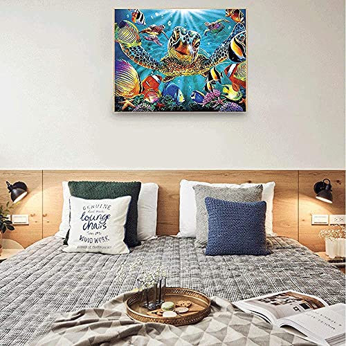 Kimily Turtle DIY Paint by Numbers for Adults Kids Sea Turtles Paint by Numbers DIY Painting Ocean Animals Acrylic Paint by Numbers Painting Kit Home Wall Living Room Bedroom Decor Green Sea Turtle