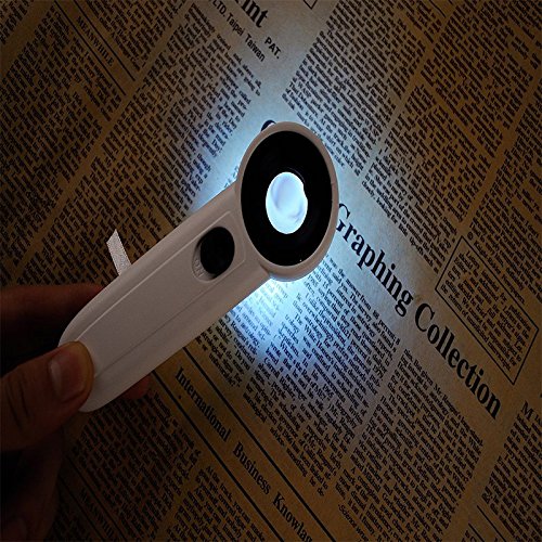 LED Lighted Slide out Illuminated Portable 40X Jewelers Loupe Magnifier - with LED Magnifying Eye Loop Stand