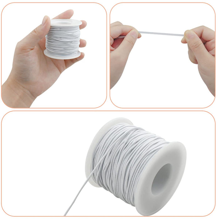2 Rolls 1 mm Elastic Beading Cord for Bracelet Stretchy Elastic String for Jewelry Making Sewing Necklace 100 Meters Elastic Bracelets Cord Crafts Beading Thread DIY Crafting Cord (Black + White)