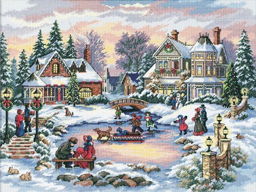 DIMENSIONS 2484 Old Mill Cottage Needlepoint Kit, 12'' W x 16'' H