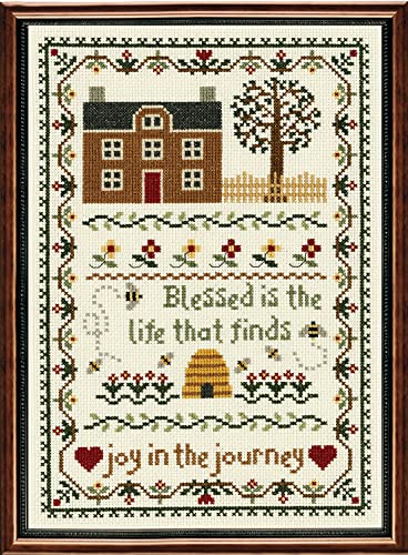 Janlynn 50222 Counted Cross Stitch Kit 7.75"X11.25", Joy in The Journey (14 Count), Blue