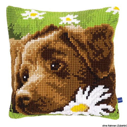 Vervaco Chocolate Labrador Cushion Cross Stitch Kit, 15.75" by 15.75"