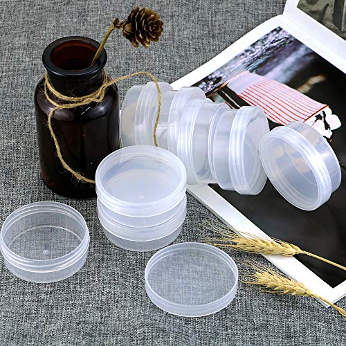 Amersumer 20Pack Round Clear Frosted Plastic Bead Storage Containers Box Case with Screw Top Lids,Cylinder Stackable Bead Containers for Make Up,Eye,Pills,Gems,Beads, Jewelry,Small Items, 2.6x1 Inches
