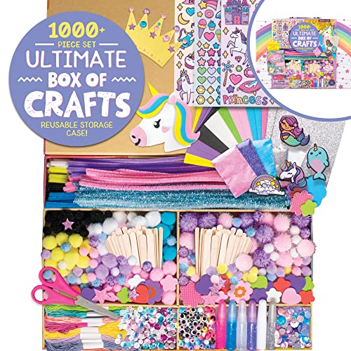 Made By Me Ultimate Craft Box, Unicorn Craft Kit, 1000 Piece Set, Reusable Storage Case, Preschool Arts & Crafts Projects, Great for Group Projects, Craft Box for Kids