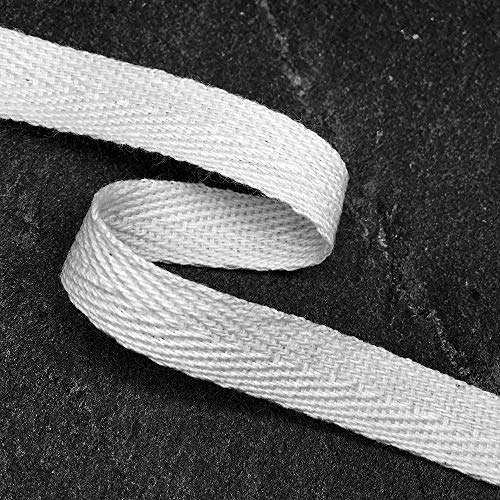 15mm (5/8") Herringbone Cotton Twill Tape Trim by 10-Yards, SP-2787 (White)