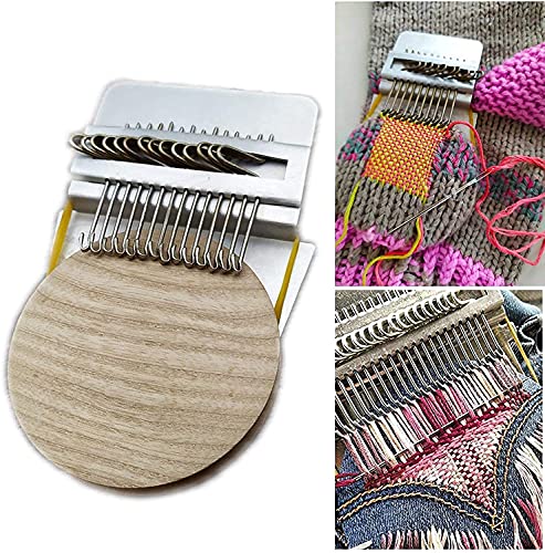 Small Loom Speedweve Type 14Hooks, Darning Loom Speedweve Type Weave Tool, Small Weaving Loom Kit for Beginners Quickly Mending Jeans, Repair Holes Loom for DIY Art on Bag, Sock