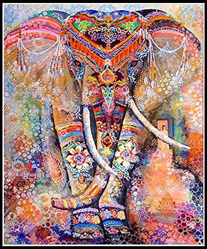 Diamond Painting Art Kits for Adults (19.7x15.7inch) Elephant DIY 5d Diamonds Paintings Dotz Kit Full Drill Crafts Dots Pack for Home Office Wall Decor (Elephant)