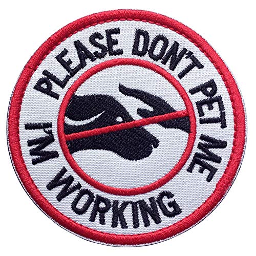 U-LIAN Service Dog Working Do Not Touch Military Tactical Morale Badge Hook Loop Fastener Patch - Please Do Not Pet Me I'm Working - 3.15" Diameter Round(Service Dog-Red/White/Black)