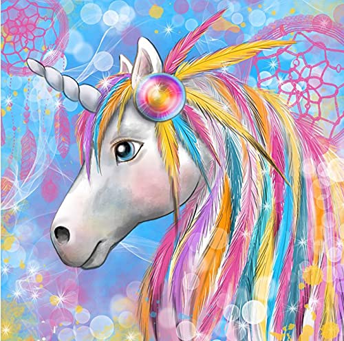 ROUKANNGE Unicorn 5D Diamond Painting,Adult Diamond Painting kit, Round Diamond,DIY ,Home Decoration,Wall Decoration,Creative Gifts(12×16inch)