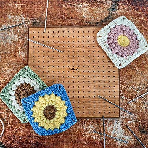 Olikraft Handcrafted Wooden Blocking Board - Excellent Gifts for Knitting Crochet and Granny Squares Lovers - Full Kit with 50 4-inches Stainless Steel Rod Pins, Stand Included (8 inches)