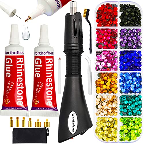 Hotfix Rhinestones Applicator Bedazzler Kit Hotfix Tool for Crafts Clothes Fabric Clothing, Hot Fix Tool for Holes in Tumblers Badazzle Bedazzle Rinestones Setter Heat Fixed Wand Crystals Jewels Bling