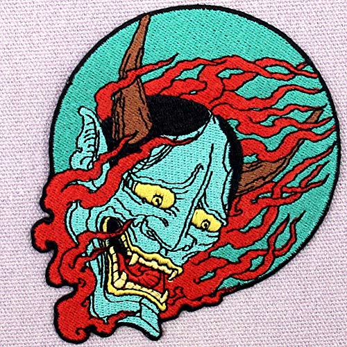 Samurai Hannya oni Patch Embroidered Applique Badge Iron On Sew On Emblem