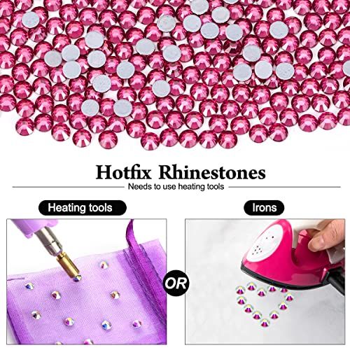 Rhinestones Flatback Rhinestones Hotfix Rhinestones Glass Round Crystals Gems for Crafts Clothes Shoes Bag DIY Decoration Rose (SS16/4MM/1440pcs)