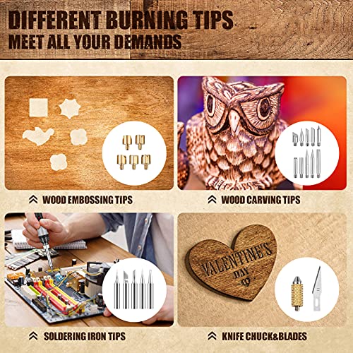 Wood Burning Kit, Wood Burning Tool Soldering Iron with Adjustable Temperature 392 to 842℉, Professional Pyrography Kit with Wood Burner Pen and Multiples Accessories for Embossing Carving Soldering