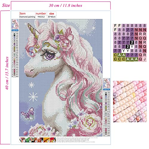 Diamond Painting Kits for Adults Full Drill Unicorn Anime Diamond Art Kits for Kids DIY Square Diamond Painting Kits Diamond Dots for Adults Diamond Art Home Wall Decor -YNC012 (Pink-Unicorn)