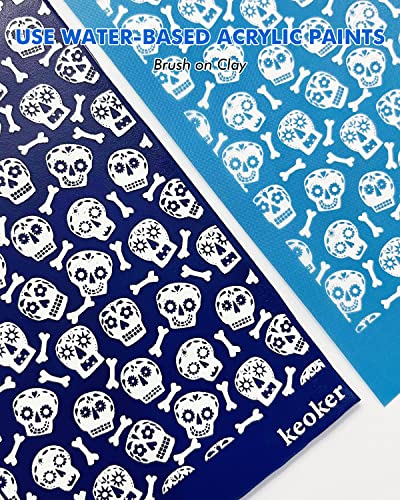 KEOKER Halloween Silk Screen for Polymer Clay, 6 PCS Fall Silk Screen Stencils for Polymer Clay on Clay & Other Jewelry Clay Earrings Decoration, Each 6" X 3.8" (6PC Halloween)