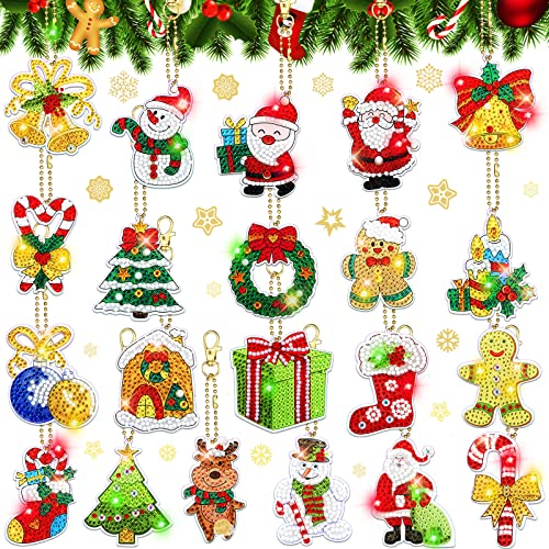 21 Pcs DIY Diamond Key Chain Ornaments 5D Key Ring Rhinestone Pendant Decorative Hanging Ornament for DIY Arts Crafts for Birthday Day Party (Cute Style)