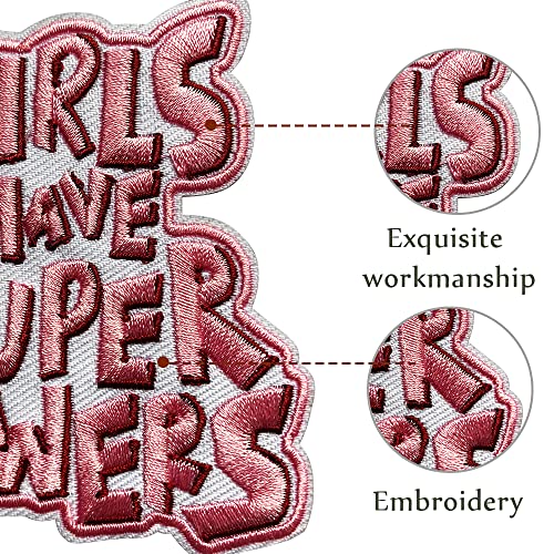 Wikineon Iron On Embroidered Patch, Girls Have Super Powers - Appliable to Badge Iron On Sew On Emblem Patch DIY Accessories Perfect for Jackets, Clothes, Hats & Jeans