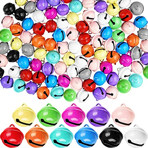 50 Pieces Assorted Colors Jingle Bells Metal Round Bells Craft Bells Small Bells Colored Christmas Bells for Christmas Wind Chimes Jewelry Ornaments Holiday Home Party Decoration