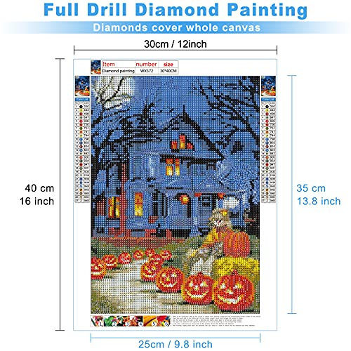 MXJSUA Halloween Diamond Painting Kits for Adults, Full Round Drill 5D Halloween Diamond Art Painting Kits for Adults, Fall Pumpkin Thanksgiving Diamond Painting Kits,12x16inch/30x40cm