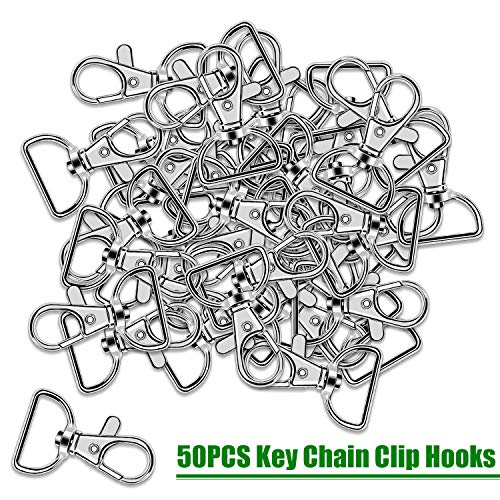 50PCS Swivel Clasps Lanyard Snap Hooks, Premium Key Chain Clip Hook Lobster Claw Clasp for Keychain Sewing Projects (3/4”Inside Width) (Silver)