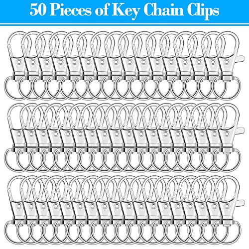 Keychain Hook Clip, 50Pcs Swivel Snap Hook Lobster Claw Clasp Small Metal Swivel Key Chain Clip Hook Keychain Hardware for Keychain Making, DIY Crafts, Lanyard Making, Pet Collar