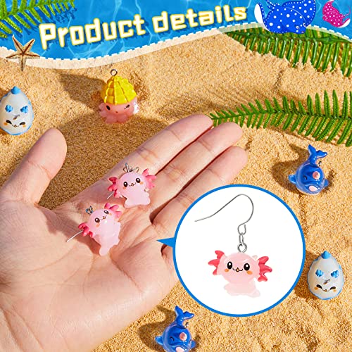 10 Pieces Animal Charms for Jewelry Making Sea Axolotl Animal Pendant Mini Resin Ornaments Miniature Resin Figurines DIY Accessories for Earrings Necklace Keychain Bracelet Jewelry Making and Crafting