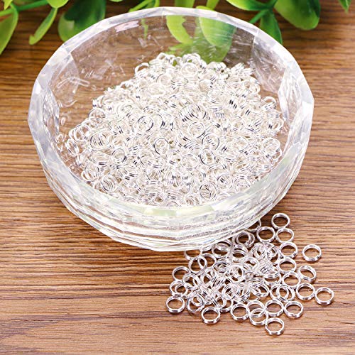 Shapenty Small Double Loops Split Rings Metal Jump Rings Connector for Key Ring Chain Tassel Charms Keys Organization DIY Craft Necklace Earring Bracelet Ornament Jewelry Making, 900PCS (Silver, 5mm)