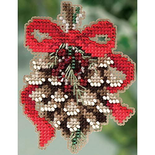 Pinecone Beaded Counted Cross Stitch Holiday Ornament Kit Mill Hill 2015 Winter Holiday MH185304