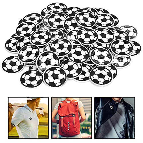 100Pcs Soccer Ball Embroidered Iron, Black and White Soccer Ball Embroidery Patches On Patch Applique DIY Soccer Ball Sport Embroidery Patches Sewing Craft Decoration