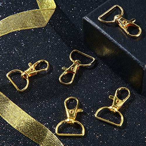 35 Pieces Swivel Clasps Lanyard Snap Hooks Keychain Clip Hook Lobster Claw Clasp Metal Hook Clasp with D Rings for Keychain Purse Hardware Sewing Craft Project (Gold,25 mm)