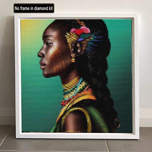 SKRYUIE 5D Full Drill Diamond Painting African Women are Green by Number Kits, Paint with Diamonds Arts Embroidery DIY Craft Set Arts Decorations (12x12inch)