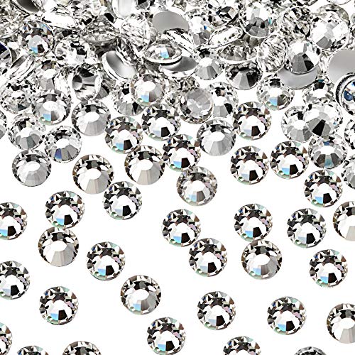 2880 Pieces AB Clear Crystal Diamond Rhinestones Flat Back Round Rhinestones Iridescent Crystals Round Beads Flat Back Glass (Clear,SS20)