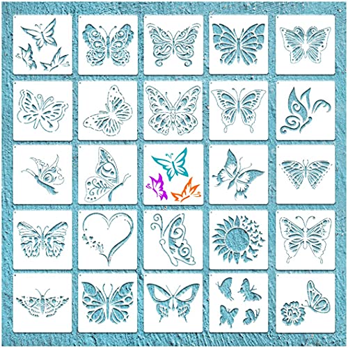 20 Pcs Butterfly Stencils Spring Painting Themed Stencils Templates Reusable PET Craft Stencils Butterfly Drawing Templates for Painting Fans Craft DIY Lovers Beginners Home Decor