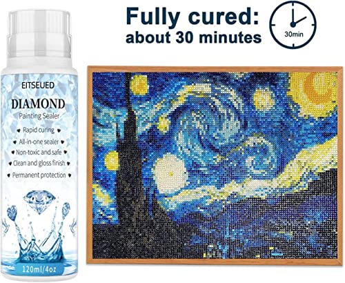 Eitseued 2 Pack 240ML Diamond Painting Sealer,Diamond Painting Glue with Sponge Head,5D Diamond Painting Glue Permanent Hold & Shine Effect,DIY Conserver for Diamond Painting and Puzzles