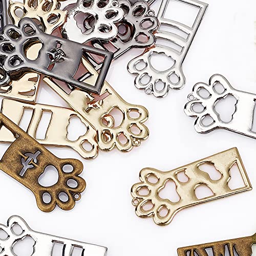 OLYCRAFT 20pcs Cat Paw Open Bezel Pendants 5 Colors Alloy Frame Pendant Color-Lasting Hollow Resin Frames for Resin Earrings Necklace Jewelry Making