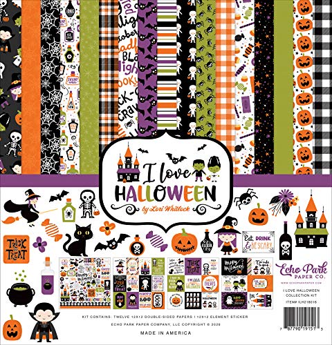 Echo Park Paper Company Love Halloween Collection Kit, Orange, Black, Purple, Green , 12-x-12-Inch
