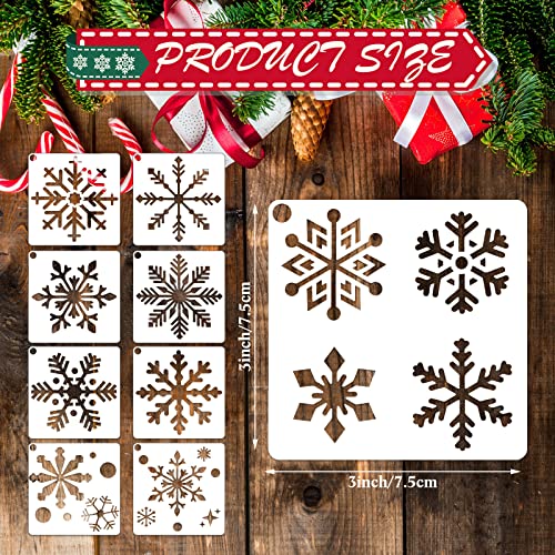 60 Pcs Christmas Stencils for Painting on Wood 3x3 Inch Small Snowflake Stencil Reusable Christmas Holiday Stencils for Art Craft Painting Spraying Wall Card Paper Gift Home Decor (Snowflake Style)