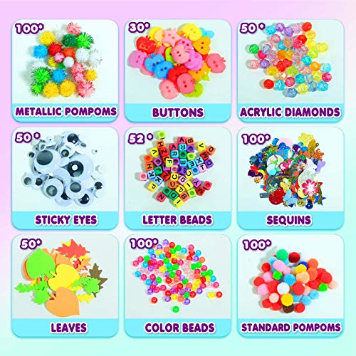 YITOHOP Arts and Crafts Supplies for Kids -1000+ pcs Art Craft kit in Carrying Travel Box for Toddlers Ages 5+ -All in One D.I.Y Crafting School Kindergarten Project Activity- Ideal Christmas Gifts