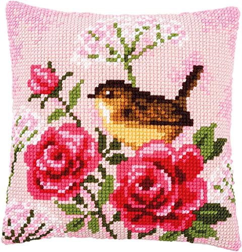 VERVACO Counted Cross Stitch Bird Roses, White