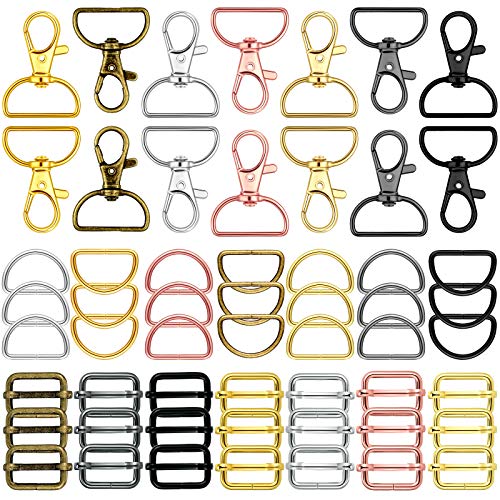 56 Pieces D Rings for Purse Bag Hardware Purse Hardware for Bag Making Buckles Craft (Mixed Color,30 mm)