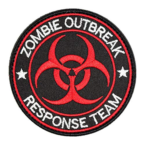 Zombie Outbreak Response Team Patch Embroidered Applique Hook&Loop Patch Tactical Patch(Black+Red)