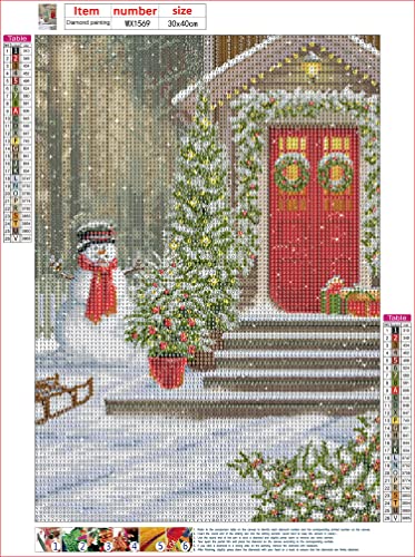 MXJSUA Christmas Diamond Painting Kits for Adults,Christmas Tree Diamond Art Kits,Snowman 5D Paint with Diamond Full Round Drill Gem Art,Snowy Winter Diamond Art Painting Kits(12x16/30x40cm)