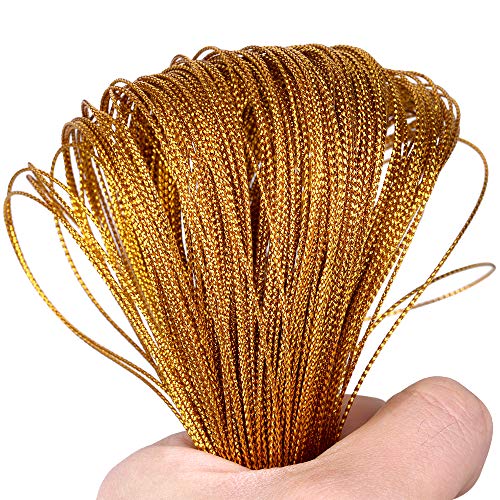 Gold String,Silver String,Christmas String,200 M/218 Yards 1mm Metallic Cord Tinsel String Craft Making Cord for Wrapping,Hair Braiding and Craft Making