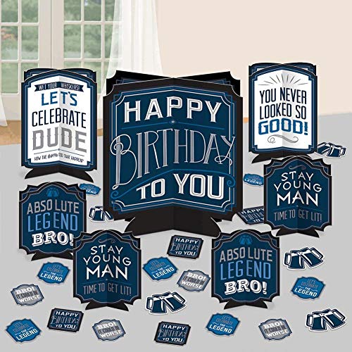 amscan 27-Piece Happy Birthday Man Table Centerpiece Decorating Kit | 1 Pack